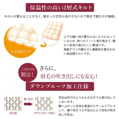 【二層キルト】羽毛掛布団95%プレミアムゴールドラベル　1.2kg　SL　柄ピンク　ry0115GP