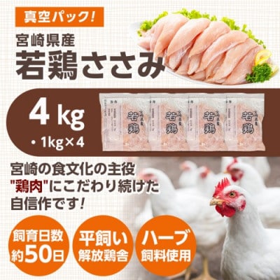 宮崎県産若鶏 ささみ(4kg)