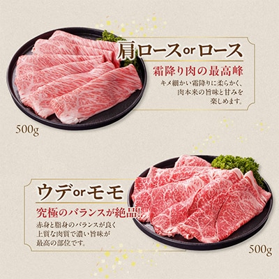 宮崎牛【赤身&霜降り】しゃぶしゃぶ2種セット【1kg】(都城市)