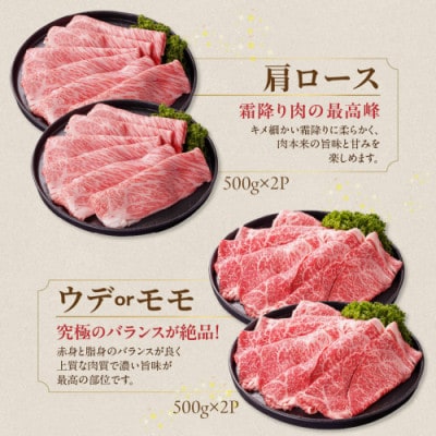 宮崎牛【赤身&霜降り】しゃぶしゃぶ2種セット【2kg】(都城市)