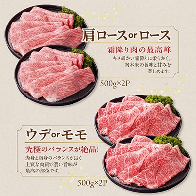 宮崎牛【赤身&霜降り】しゃぶしゃぶ2種セット【2kg】(都城市)