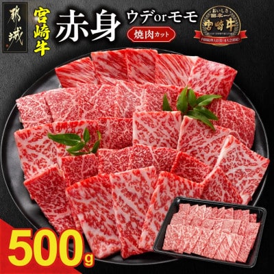 宮崎牛 赤身(ウデorモモ) 焼肉カット 500g(都城市)