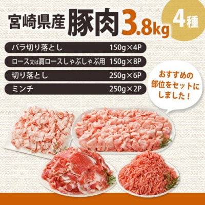 宮崎県産【豚肉 3.8kgセット】(都城市)