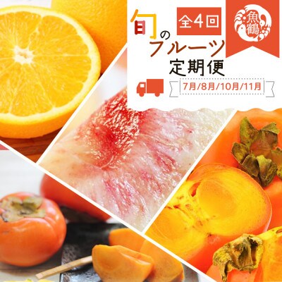 【発送月固定定期便】紀州和歌山産旬のフルーツセット(バレンシア・桃・ひらたねなし柿・富有柿)全4回