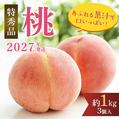 先行受付!　旬の桃　(特秀品)食べきりやすい3個入り