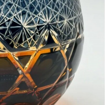 琥珀塗り切子(031)ダークブルー
