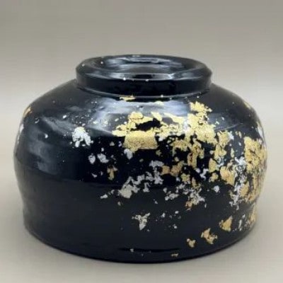 抹茶碗 漆黒(金箔)