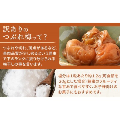 訳あり つぶれ はちみつ梅干1kg (500g×2) 無添加 紀州梅香(6-G)