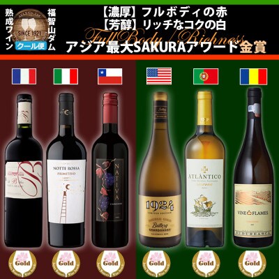 福智山ダム熟成 濃厚赤&芳醇白 SAKURA金賞6本詰め合わせセット FD649