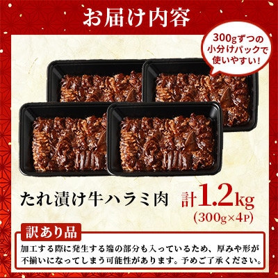【訳あり】たれ漬け牛ハラミ肉 1.2kg