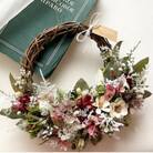 福岡の新鮮な花を使用したドライフラワーリース(color:グリーンホワイト)