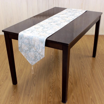 華やぐジャカード織ターコイズ撥水加工テーブルランナー30x180cm