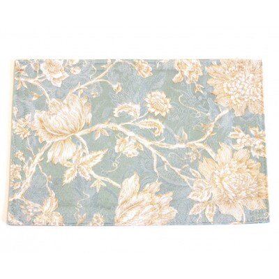 華やぐジャカード織ターコイズ撥水加工ティーマット20x30cm