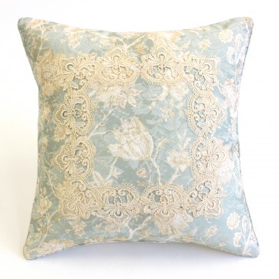 華やぐジャカード織ターコイズ撥水加工クッションカバー45x45cm