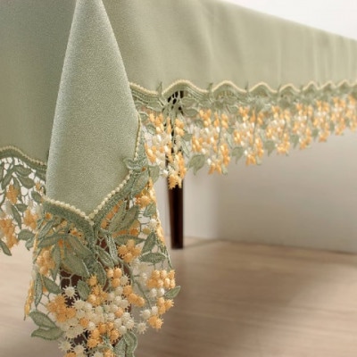 上品なミモザケミカルレース撥水加工テーブルクロス正方形　112x112cm