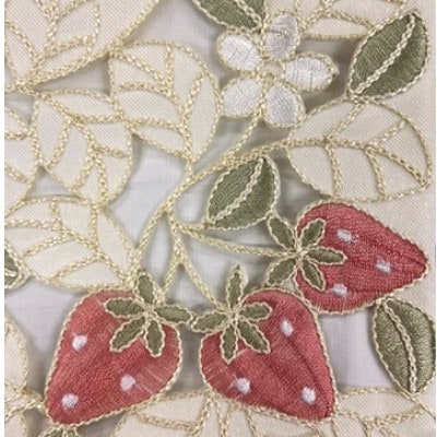 いちごのコード刺繍ミニティッシュケース　9x12cm