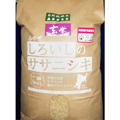 【令和元年産】白石産ササニシキ自然乾燥米玄米10kg[4206-055]