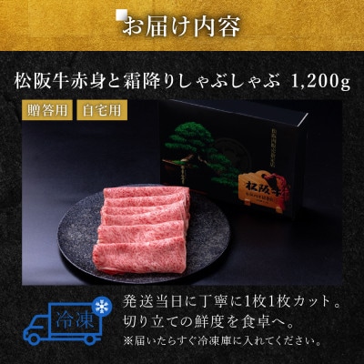松阪牛赤身と霜降り しゃぶしゃぶ肉1200g