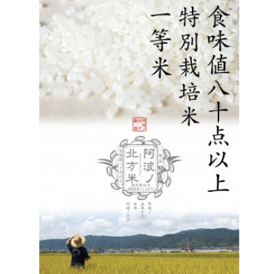 1等米、食味値80点以上の【阿波ノ北方米コシヒカリ3kg】