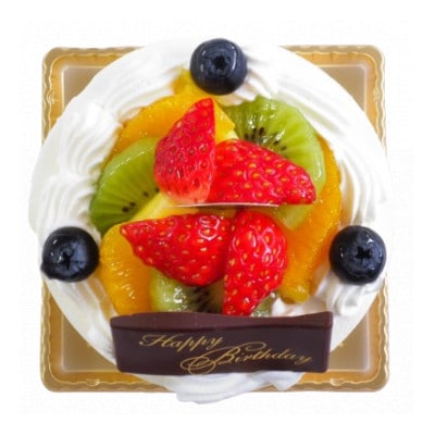【4号】卵不使用フルーツ生クリームケーキ　甘さ控えめ生クリーム!固定チョコプレート付き