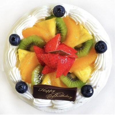 【5号】卵不使用フルーツ生クリームケーキ　甘さ控えめ生クリーム!固定チョコプレート付き