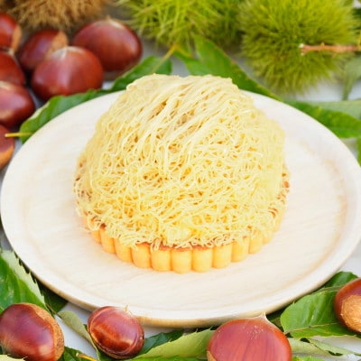【4号】和栗の錦糸モンブランタルト　固定チョコプレート付き