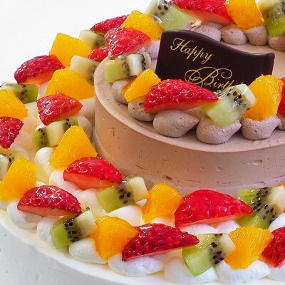 【8号チョコ+4号チョコ】ダブルタワーケーキ(ウェディング風ケーキ)　固定チョコプレート付き