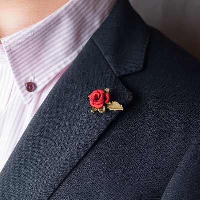 革の薔薇アクセサリー:レッド