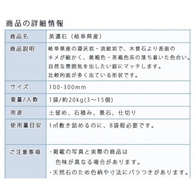 庭石  美濃石(100～300mm) 1袋(約20kg)