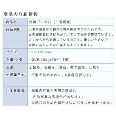 庭石 伊勢ゴロタ石(100〜150mm)1袋(約20kg)