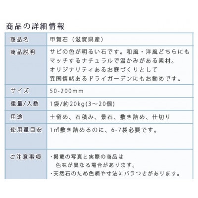 庭石  甲賀石(50～200mm) 1袋(約20kg)割栗石 ロックガーデン