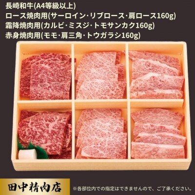 長崎和牛3種盛り焼肉食べ比べセット(計480g)