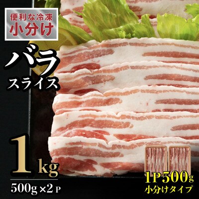 長崎県産 豚肉 バラスライス 計約1kg (500g×2)