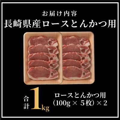 長崎県産 豚肉 ロースとんかつ用 計約1kg(1Pあたり100g×5枚入)