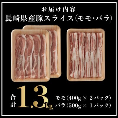 長崎県産豚 モモ・バラスライス 2種食べ比べ 計1.3kg
