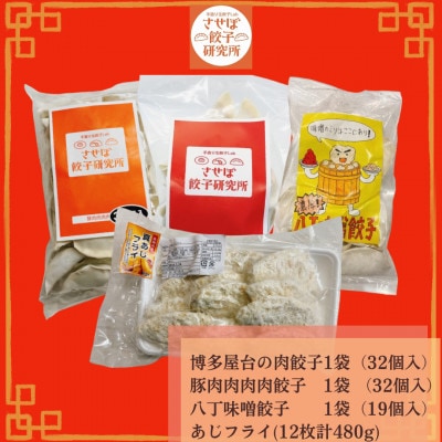 〈させぼ餃子研究所〉アジフライ付き!食べ比べセット4種【A】