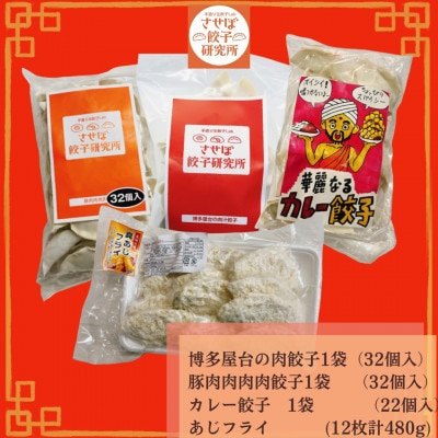 〈させぼ餃子研究所〉アジフライ付き!食べ比べセット4種【B】
