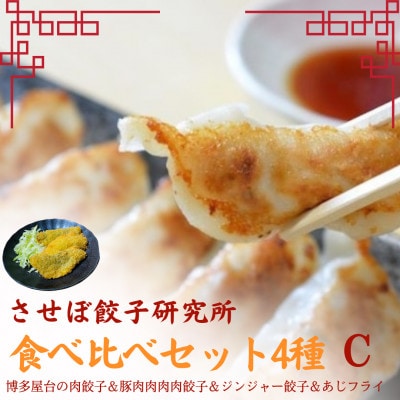 〈させぼ餃子研究所〉アジフライ付き!食べ比べセット4種【C】