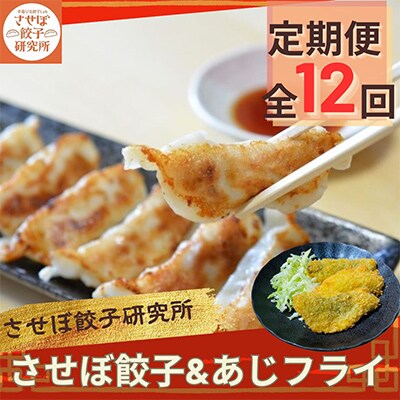 【毎月定期便】させぼ餃子研究所 させぼ餃子&あじフライセット 全12回
