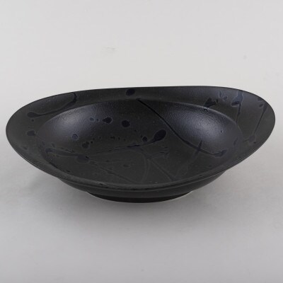 〈嘉祥窯〉みかわちカレー皿(ブラックブラッシュ)