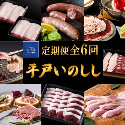 【毎月定期便】平戸いのしし肉(ロース モモ 肩ロース)加工品(パテ 粗挽ソーセージ ベーコン)全6回