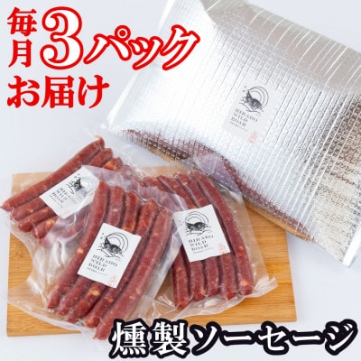 【毎月定期便】平戸いのしし 猪肉燻製ソーセージ5本120g×3パック(ウインナーソーセージ)全12回