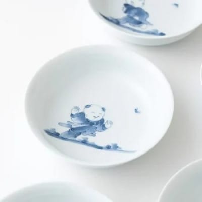 【平戸松山窯】創作唐子丸深取鉢5枚揃 G165