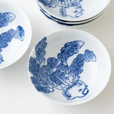 【平戸洸祥団右ヱ門窯】平戸蕪絵玉割5枚揃　G175