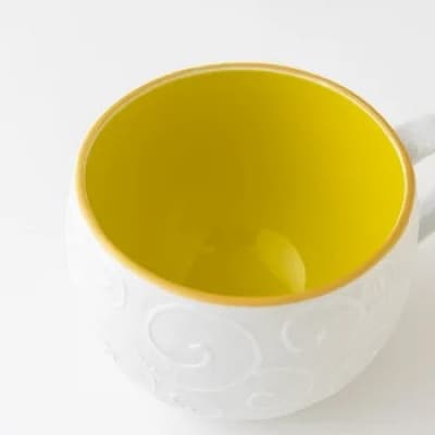 【平戸嘉祥窯】唐草銀彩マグカップイエロー　G150