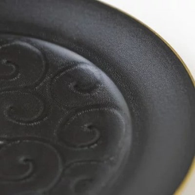 【平戸嘉祥窯】焼締唐草リム皿3枚セット　G149