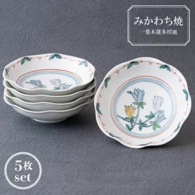 【嘉泉窯】一葉木蓮多用皿揃5枚組　G108
