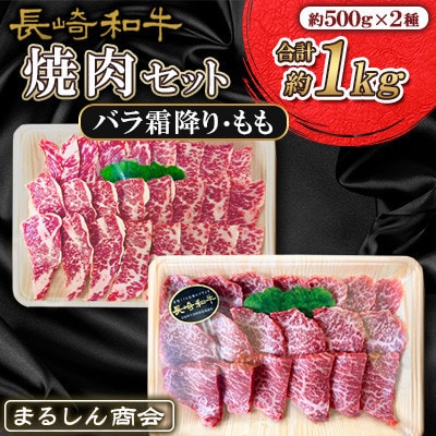 【毎月定期便】長崎和牛 焼肉セット 約計1kg バラ霜降り・もも(各約500g)(佐世保市)全3回