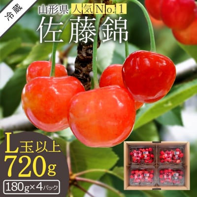 【2026年発送】さくらんぼ佐藤錦720g(L以上・180g×4パック詰)_H161(R8)