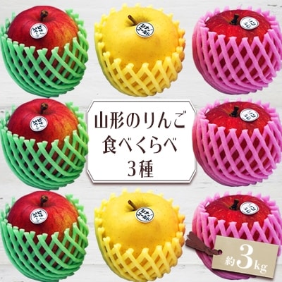 【2026年発送】山形のりんご食べくらべ3種 約3kg_H080(R8)